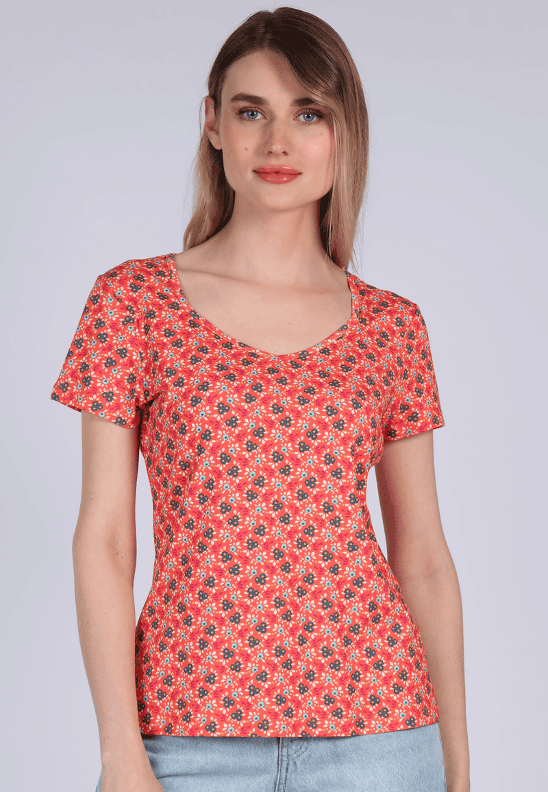 T-Shirt Jamila little flower - peach