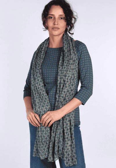 Tuch Geflo geo flower  - deep ocean